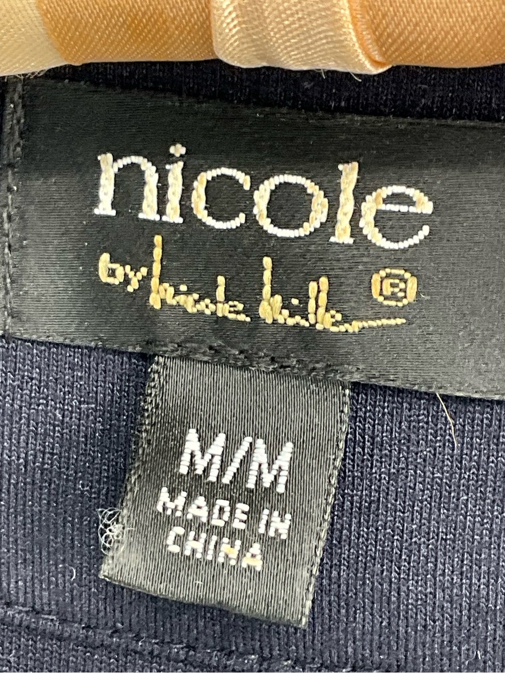 Nicole Navy V‑Neck Boho Chic Pleated Mini Rayon Dress with Beaded Waist M - Picture 3 of 6